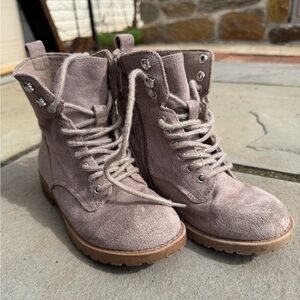 Crown Vintage Taupe Suede Lace-Up Combat Boots